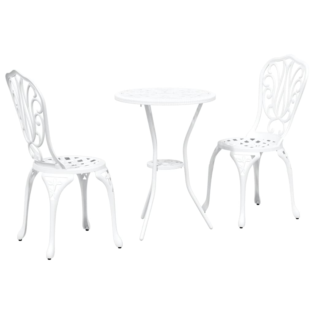 Set Bistro da Giardino 3 pcs Bianco Alluminio 42002384