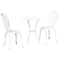 Set Bistro da Giardino 3 pcs Bianco Alluminio 42002384