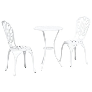 Set Bistro da Giardino 3 pcs Bianco Alluminio 42002384