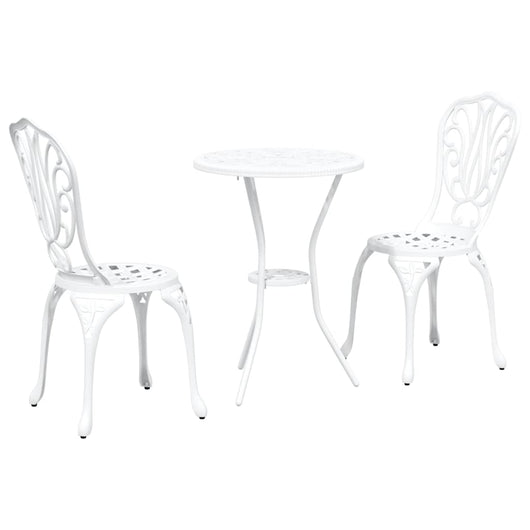 Set Bistro da Giardino 3 pcs Bianco Alluminio 42002384