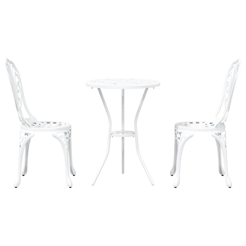 Set Bistro da Giardino 3 pcs Bianco Alluminio 42002384