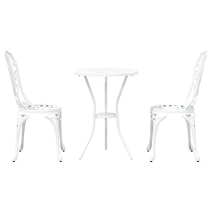 Set Bistro da Giardino 3 pcs Bianco Alluminio 42002384