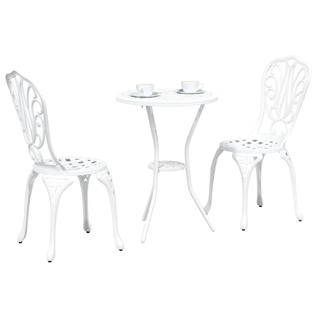 Set Bistro da Giardino 3 pcs Bianco Alluminio 42002384