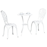 Set Bistro da Giardino 3 pcs Bianco Alluminio 42002384