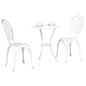Set Bistro da Giardino 3 pcs Bianco Alluminio 42002384