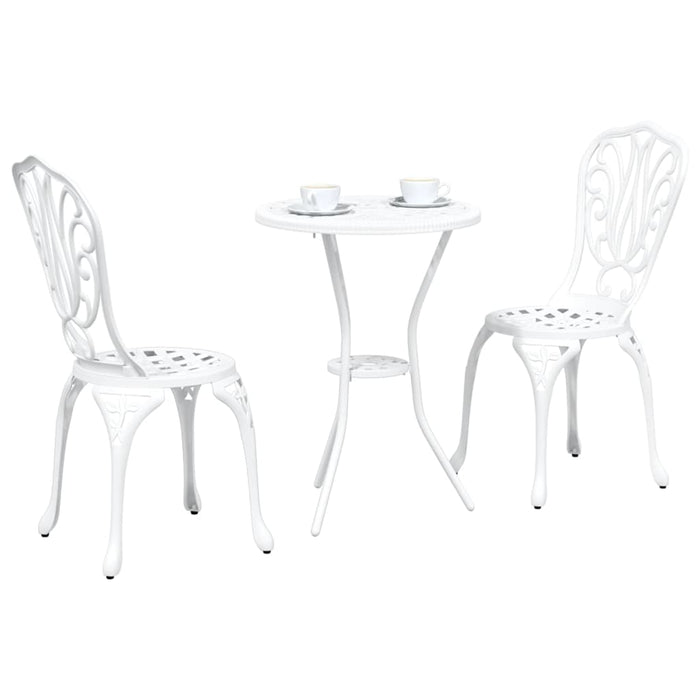 Set Bistro da Giardino 3 pcs Bianco Alluminio 42002384