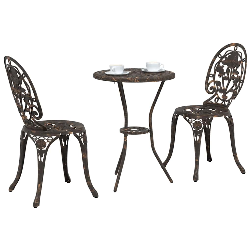 Set Bistro da Giardino 3 pcs Bronzo Alluminio 42002386