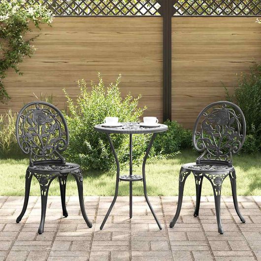 Set Bistro da Giardino 3 pcs Nero Alluminio 42002387