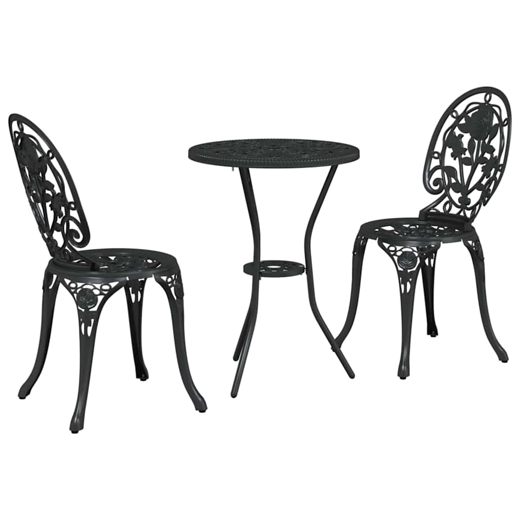 Set Bistro da Giardino 3 pcs Nero Alluminio 42002387