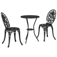 Set Bistro da Giardino 3 pcs Nero Alluminio 42002387