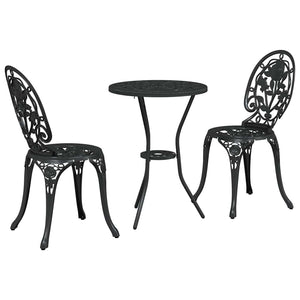 Set Bistro da Giardino 3 pcs Nero Alluminio 42002387