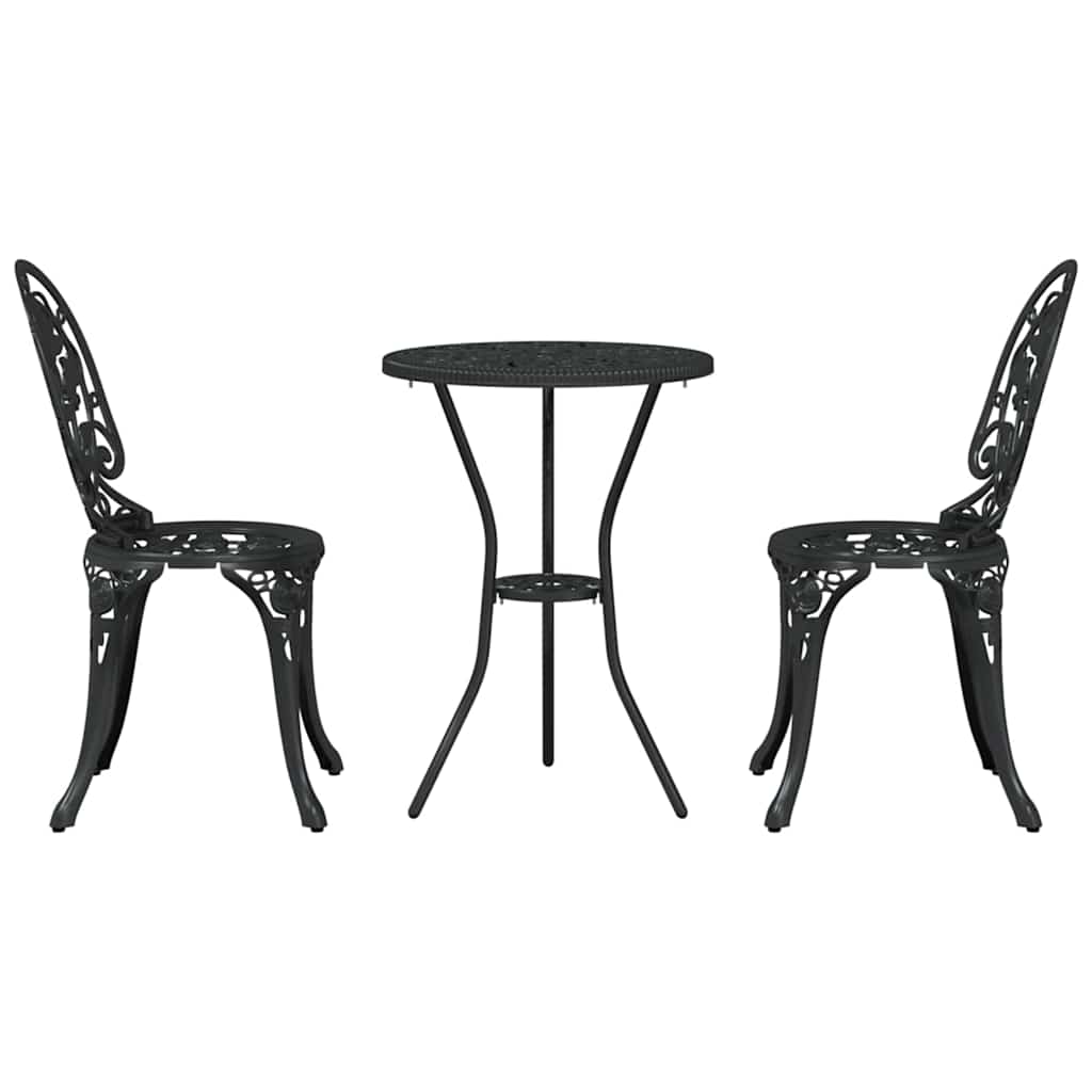 Set Bistro da Giardino 3 pcs Nero Alluminio 42002387