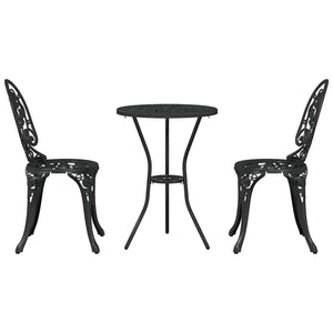 Set Bistro da Giardino 3 pcs Nero Alluminio 42002387
