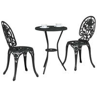 Set Bistro da Giardino 3 pcs Nero Alluminio 42002387