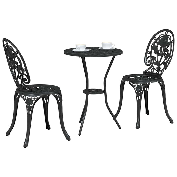 Set Bistro da Giardino 3 pcs Nero Alluminio 42002387