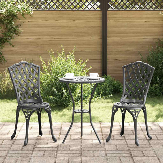 Set Bistro da Giardino 3 pcs Nero Alluminio 42002391