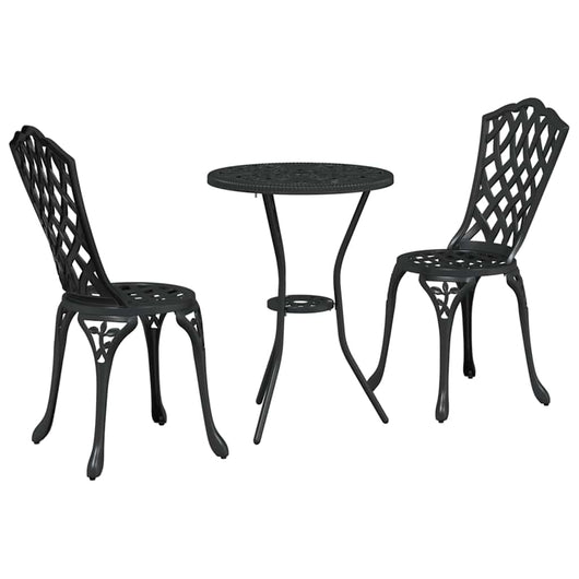Set Bistro da Giardino 3 pcs Nero Alluminio 42002391