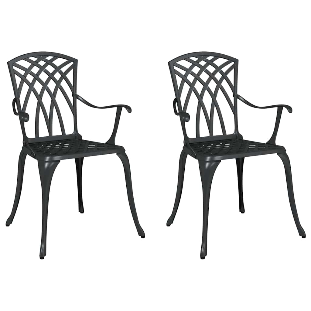 Sedia da Giardino 2 pcs Nero 55 x 56.5 x 91cm Alluminio 42002399