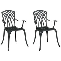 Sedia da Giardino 2 pcs Nero 55 x 56.5 x 91cm Alluminio 42002399