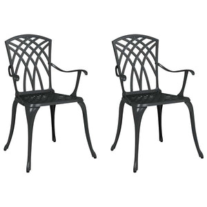 Sedia da Giardino 2 pcs Nero 55 x 56.5 x 91cm Alluminio 42002399