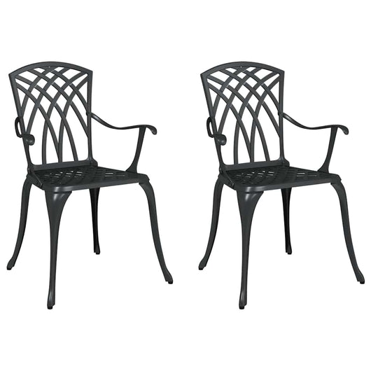 Sedia da Giardino 2 pcs Nero 55 x 56.5 x 91cm Alluminio 42002399