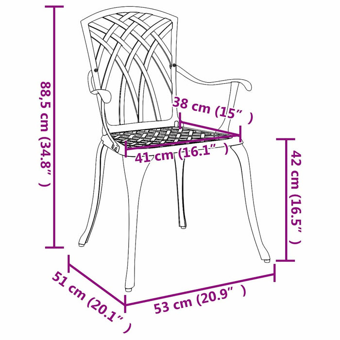 Sedia da Giardino 2 pcs Bianco 55 x 56.5 x 91cm Alluminio 42002400