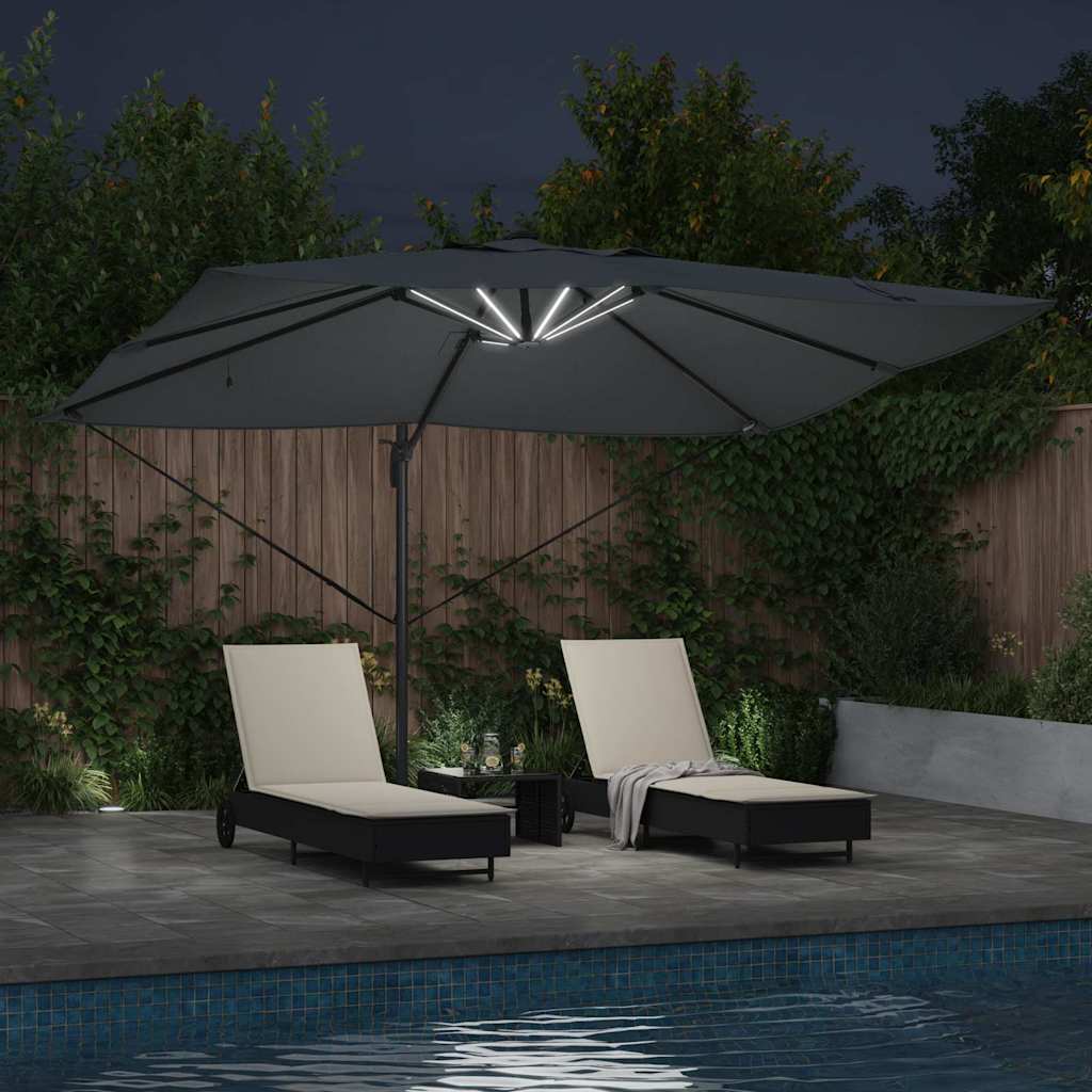 Parasol Roma a braccio Antracite e Nero 352 x 251 x 265 cm 42003329
