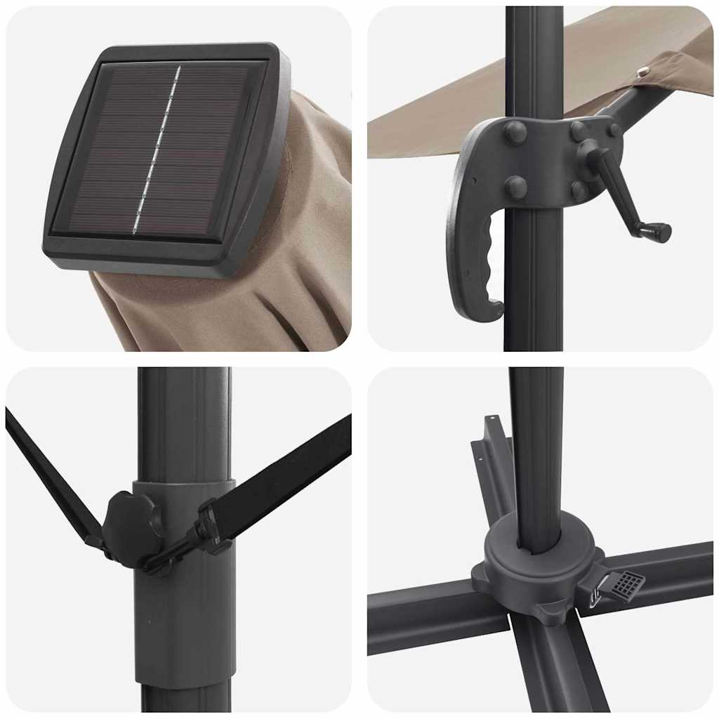 Parasol Roma a braccio Tortora e Nero 352 x 251 x 265 cm 42003330