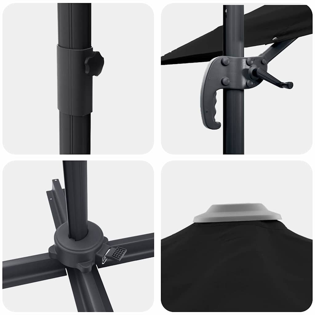 Parasol a Braccio Roma  Nero 352x251x260 cm in alluminio 42003347