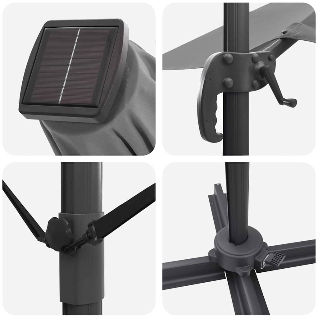 Parasol Roma a braccio Antracite e Nero 352 x 251 x 265 cm 42003361