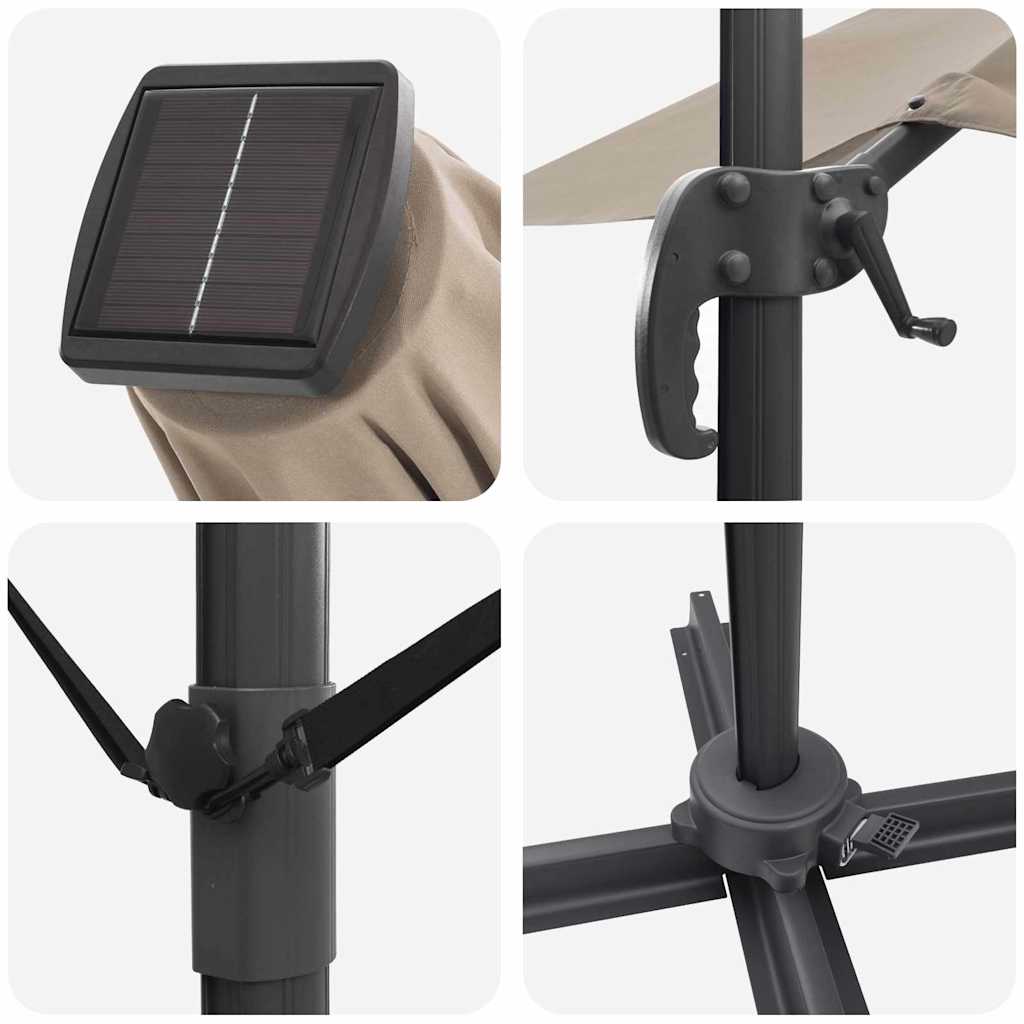 Parasol Roma a braccio Tortora e Nero 352 x 251 x 265 cm 42003362