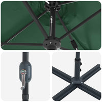 vidaXL Ombrello da giardino Verde 370 x 197 x 239 cm