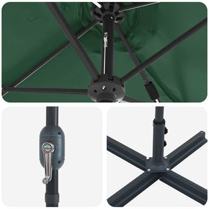 vidaXL Ombrello da giardino Verde 370 x 197 x 239 cm