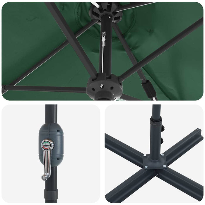 vidaXL Ombrello da giardino Verde 370 x 197 x 239 cm