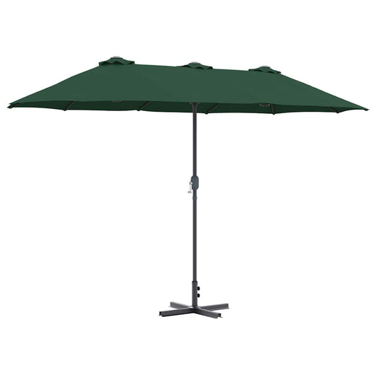 vidaXL Ombrello da giardino Verde 370 x 197 x 239 cm