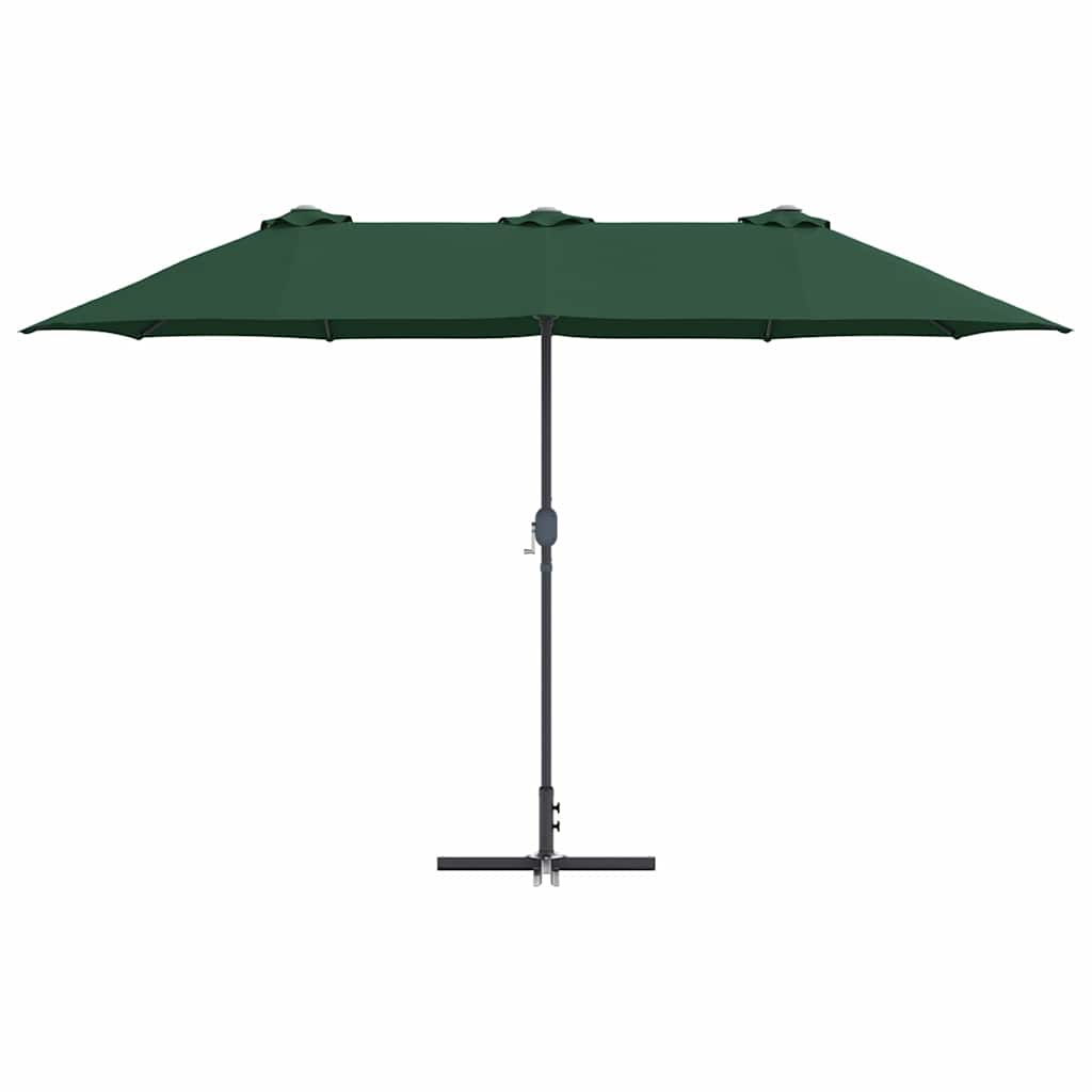 vidaXL Ombrello da giardino Verde 370 x 197 x 239 cm