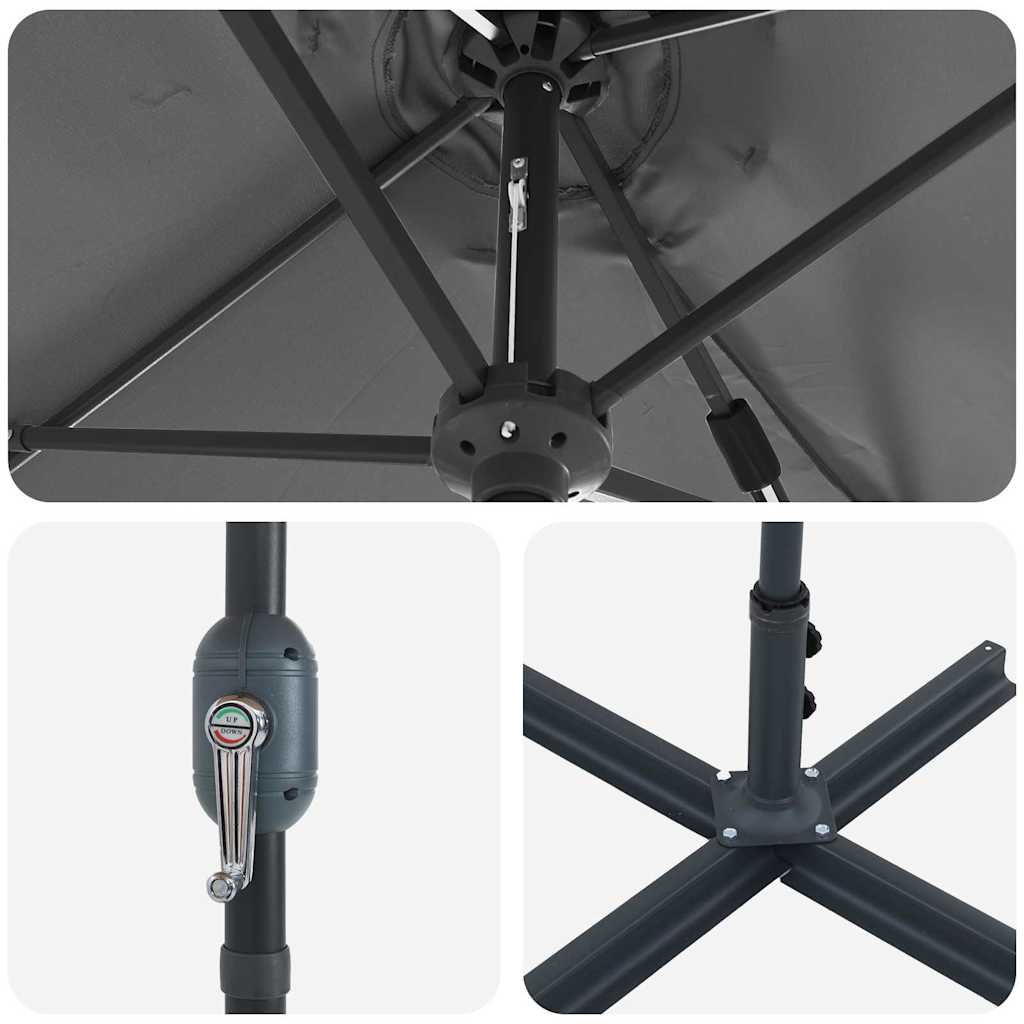 Ombrello da giardino Antracite 370 x 197 x 239 cm 42003369