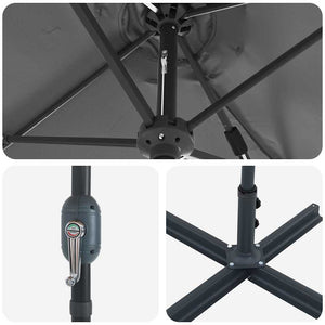vidaXL Ombrello da giardino Antracite 370 x 197 x 239 cm