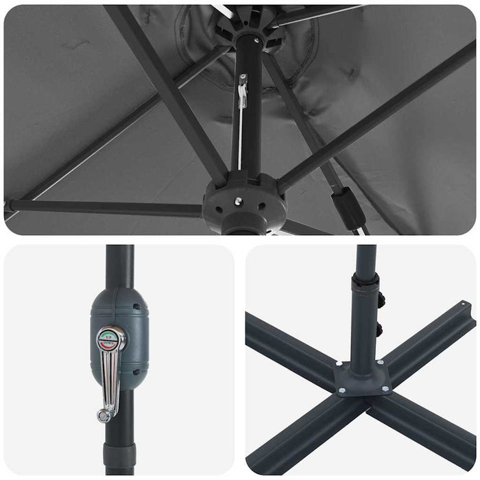 vidaXL Ombrello da giardino Antracite 370 x 197 x 239 cm