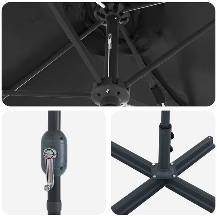 Ombrello da giardino Nero 370 x 197 x 239 cm 42003371