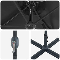 vidaXL Ombrello da giardino Nero 370 x 197 x 239 cm