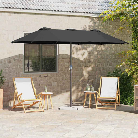 vidaXL Ombrello da giardino Nero 370 x 197 x 239 cm