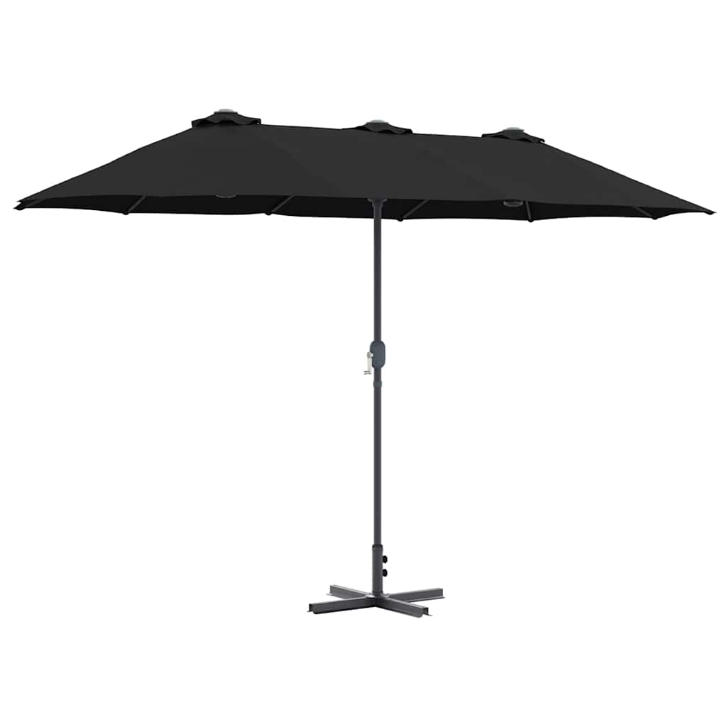 vidaXL Ombrello da giardino Nero 370 x 197 x 239 cm
