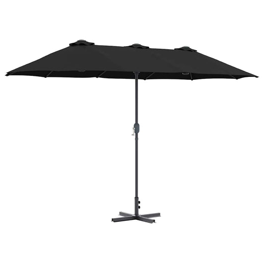 vidaXL Ombrello da giardino Nero 370 x 197 x 239 cm