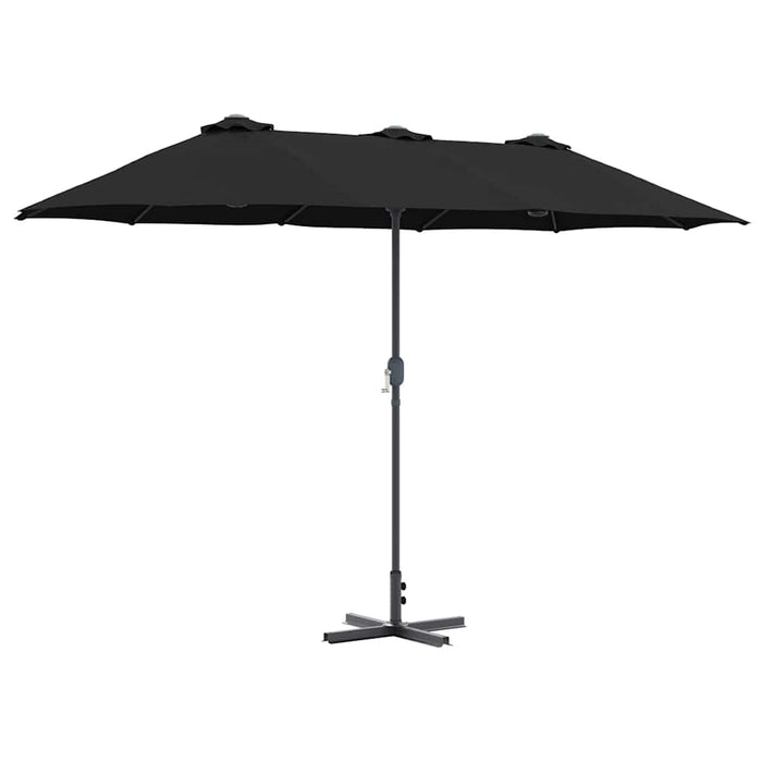 vidaXL Ombrello da giardino Nero 370 x 197 x 239 cm