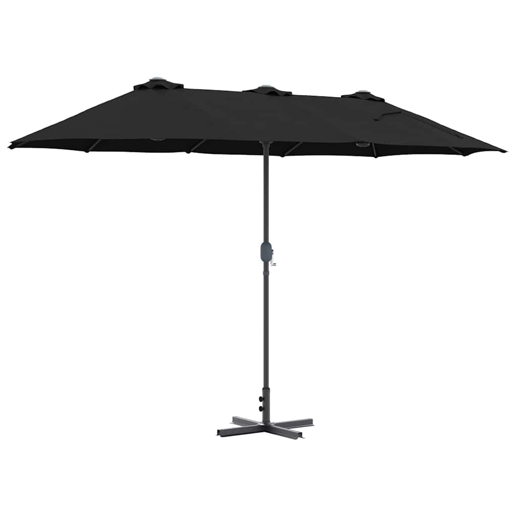 vidaXL Ombrello da giardino Nero 370 x 197 x 239 cm