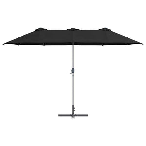 vidaXL Ombrello da giardino Nero 370 x 197 x 239 cm