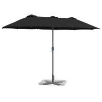 vidaXL Ombrello da giardino Nero 370 x 197 x 239 cm