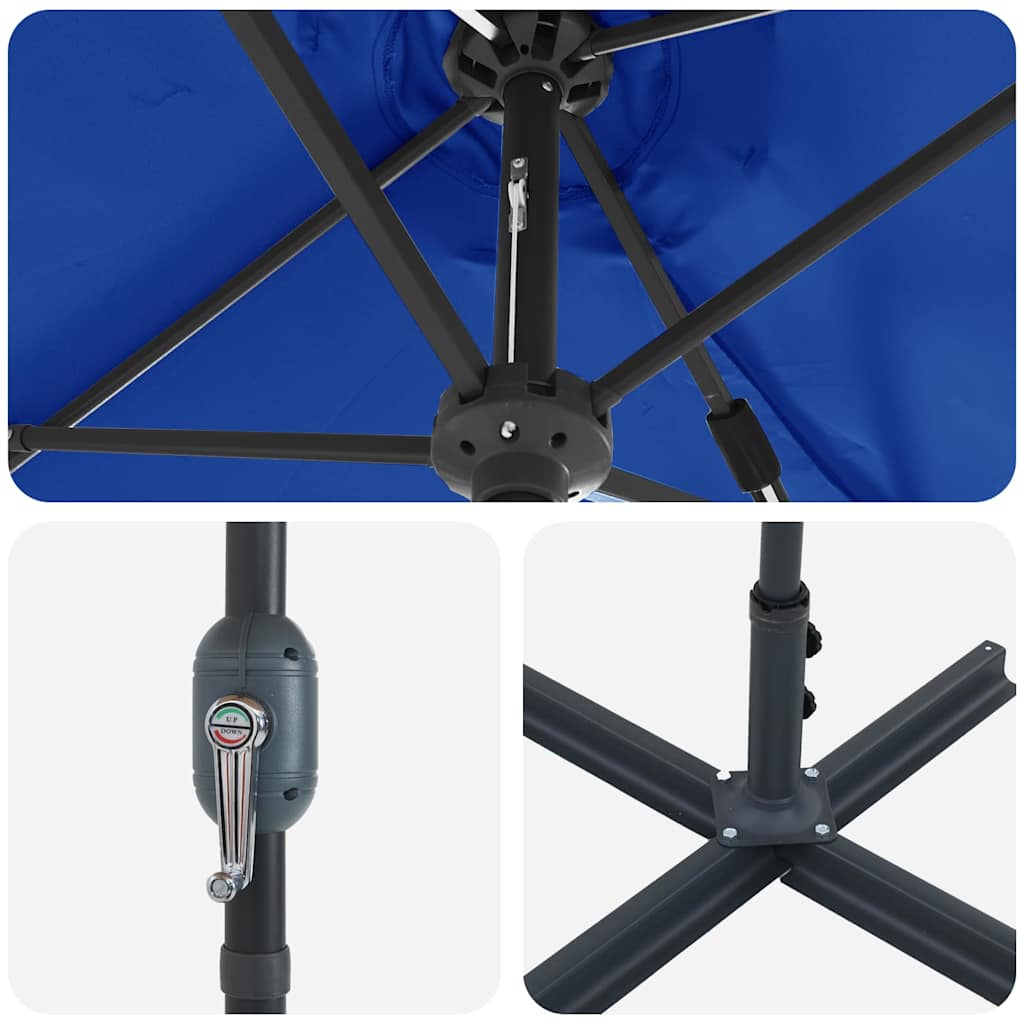 vidaXL Ombrello da giardino Blu 370 x 197 x 239 cm