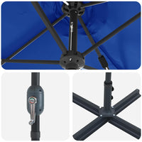 vidaXL Ombrello da giardino Blu 370 x 197 x 239 cm